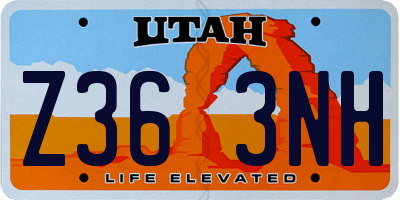UT license plate Z363NH