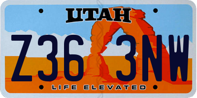 UT license plate Z363NW