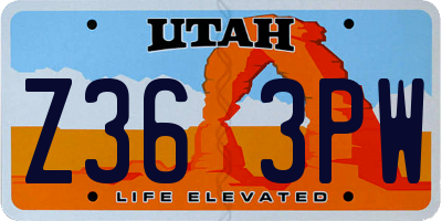 UT license plate Z363PW