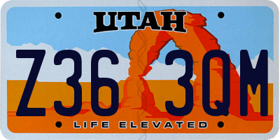 UT license plate Z363QM