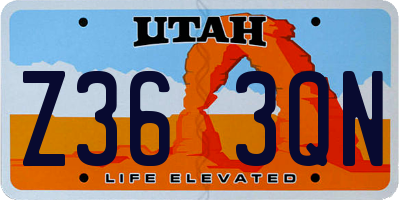 UT license plate Z363QN
