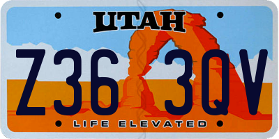 UT license plate Z363QV