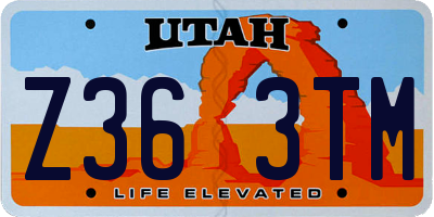 UT license plate Z363TM