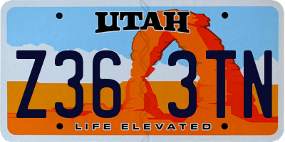 UT license plate Z363TN
