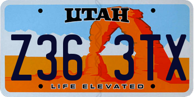 UT license plate Z363TX