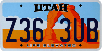 UT license plate Z363UB