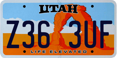 UT license plate Z363UF