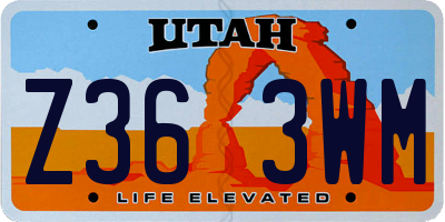 UT license plate Z363WM