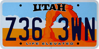 UT license plate Z363WN