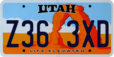 UT license plate Z363XD