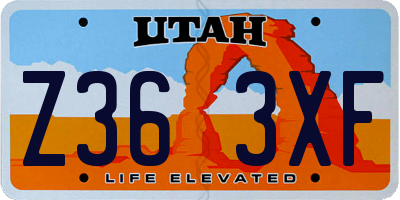 UT license plate Z363XF