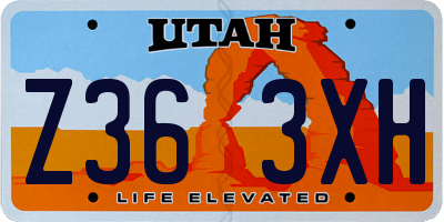 UT license plate Z363XH