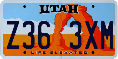 UT license plate Z363XM