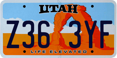 UT license plate Z363YF
