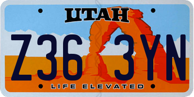 UT license plate Z363YN