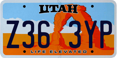 UT license plate Z363YP