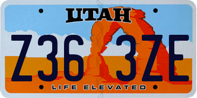 UT license plate Z363ZE