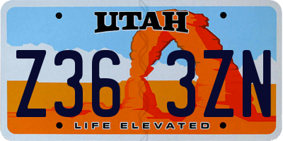 UT license plate Z363ZN