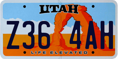 UT license plate Z364AH