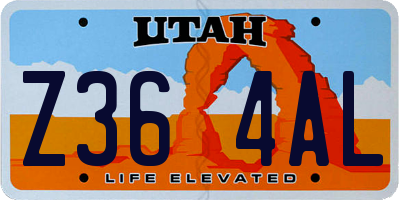 UT license plate Z364AL