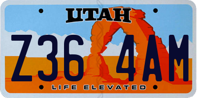 UT license plate Z364AM