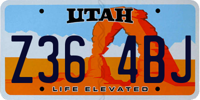 UT license plate Z364BJ