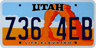 UT license plate Z364EB
