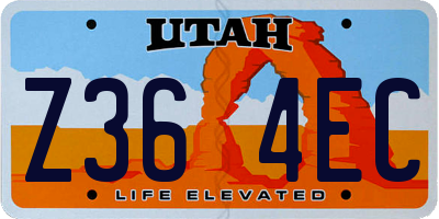 UT license plate Z364EC