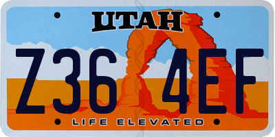 UT license plate Z364EF