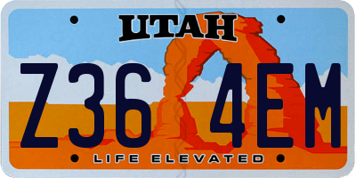 UT license plate Z364EM