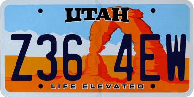 UT license plate Z364EW