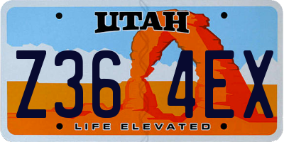 UT license plate Z364EX