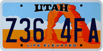 UT license plate Z364FA