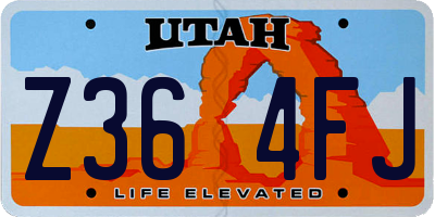 UT license plate Z364FJ