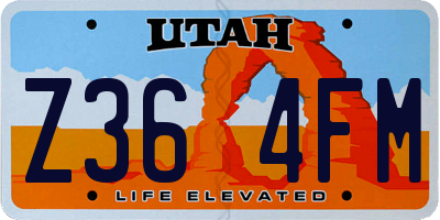 UT license plate Z364FM