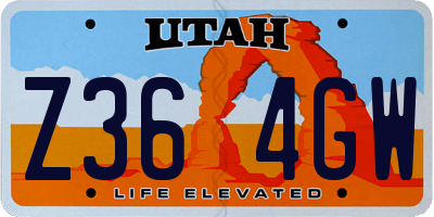 UT license plate Z364GW