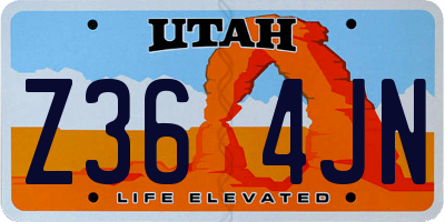 UT license plate Z364JN