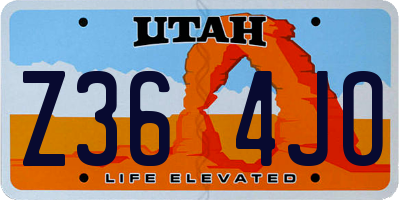 UT license plate Z364JO