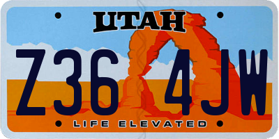 UT license plate Z364JW