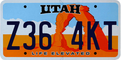 UT license plate Z364KT
