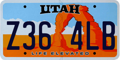 UT license plate Z364LB