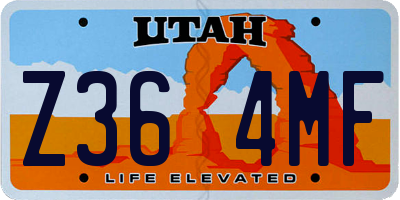 UT license plate Z364MF