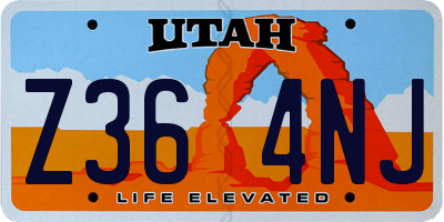 UT license plate Z364NJ