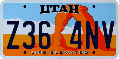 UT license plate Z364NV