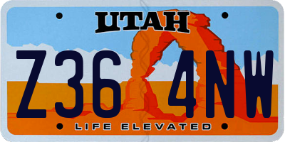 UT license plate Z364NW