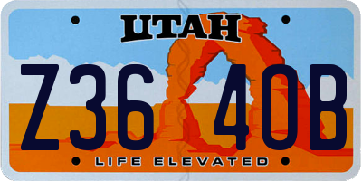 UT license plate Z364OB