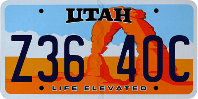 UT license plate Z364OC