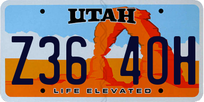 UT license plate Z364OH