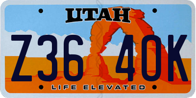 UT license plate Z364OK