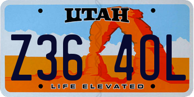 UT license plate Z364OL